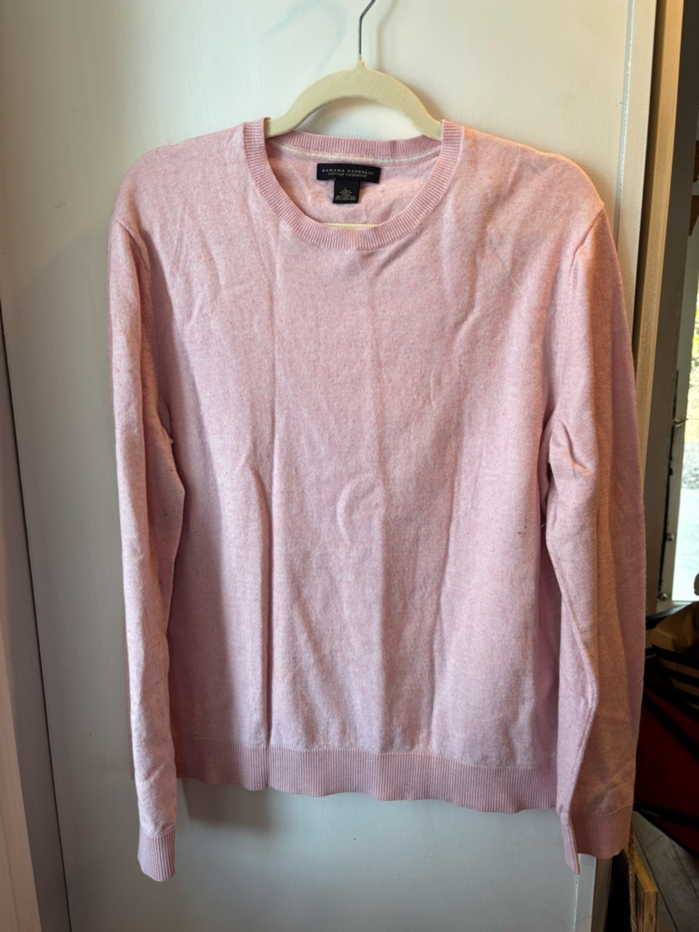 Banana Republic Pink Cotton-Cashmere Crewneck Sweater